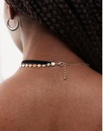 2 row necklace with black velvet choker