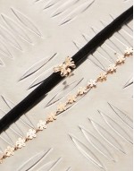 2 row necklace with black velvet choker
