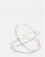 Curve pack of 3 bangles with faux pearl detail in gold tone