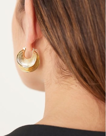 textured statement hoop earrings in gold