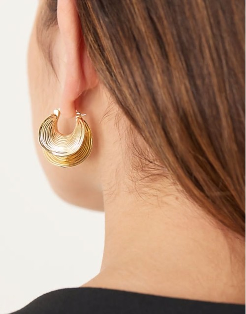 textured statement hoop earrings in gold