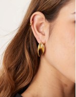 textured statement hoop earrings in gold
