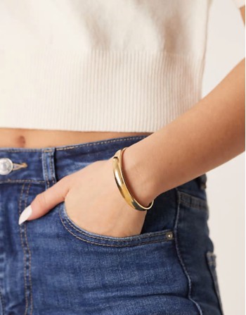 Lost Souls stainless steel 18ct gold plated wide molten cuff bracelet