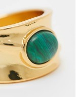 Curve 14k gold plated ring with malachite detail
