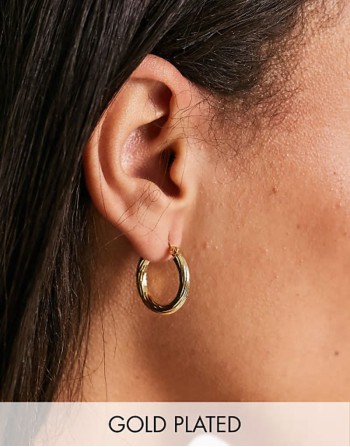 18k plated vintage medium hoops in gold