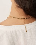 waterproof stainless steel necklace with faux pearl pendant and rope chain in gold tone