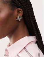 square stud earrings in silver