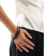 cuff bracelet with twist resin detail in brown