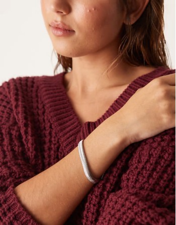 Lost Souls stainless steel soft snake chain bracelet in silver