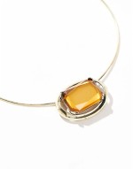 unisex choker necklace with faux amber stone