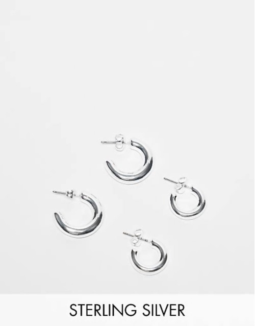 2-pack everyday hoop earrings in plated sterling silver