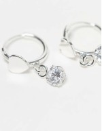 heart huggie earrings with cubic zirconia in sterling silver