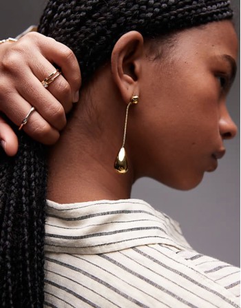 Emma waterproof stainless steel drop pendant earrings in gold