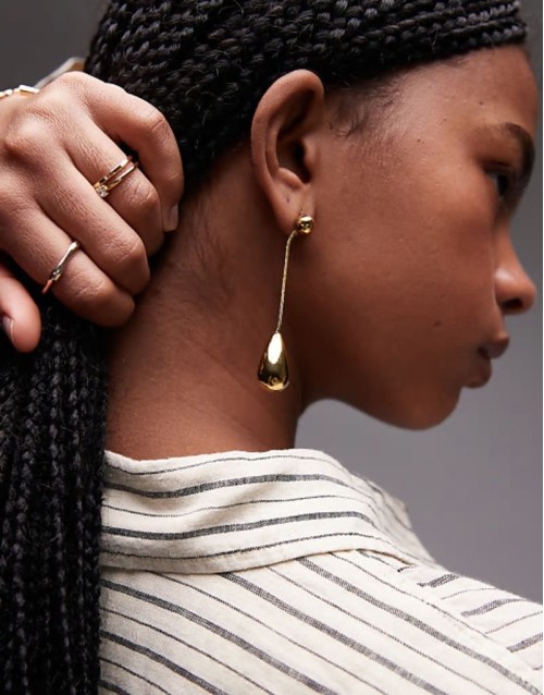 Emma waterproof stainless steel drop pendant earrings in gold