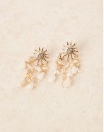 drop earrings in sun design with bead detail in gold tone