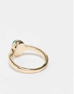 ring with faux malachite stone in gold tone