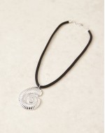 statement swirl shell cord necklace in silver