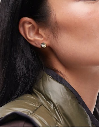 2 In A Group BIMBA Y LOLA logo stud earrings in gold and ivory
