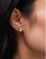 2 In A Group BIMBA Y LOLA logo stud earrings in gold and ivory