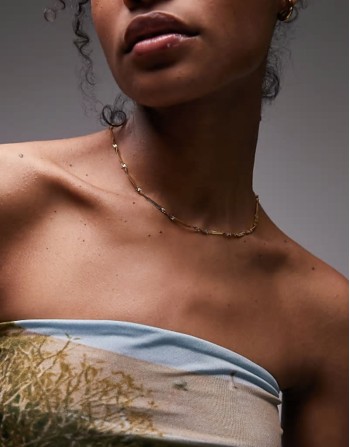 Pablo waterproof stainless steel twisted snake chain necklace in gold tone