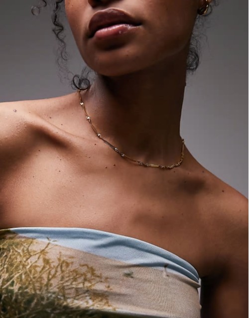 Pablo waterproof stainless steel twisted snake chain necklace in gold tone