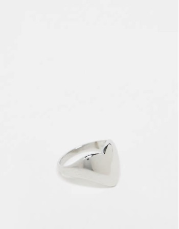 Lost Souls stainless steel puffy heart ring in silver