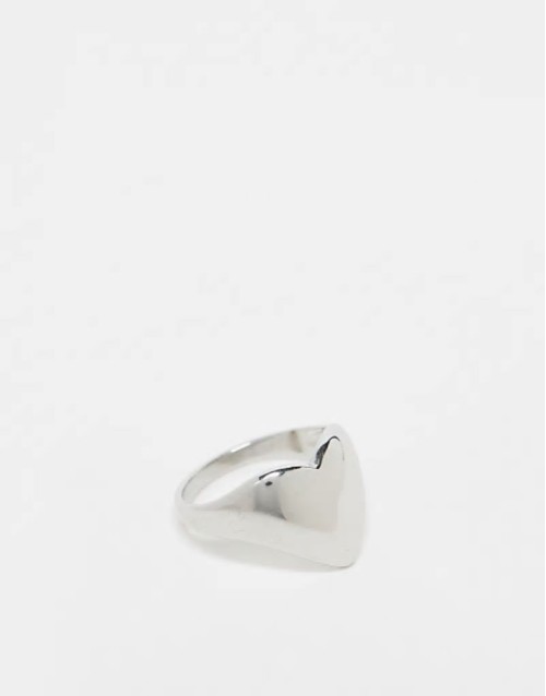 Lost Souls stainless steel puffy heart ring in silver