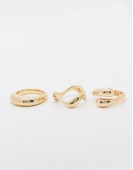 pack of 3 rings with mixed minimal designs in gold tone