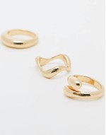 pack of 3 rings with mixed minimal designs in gold tone