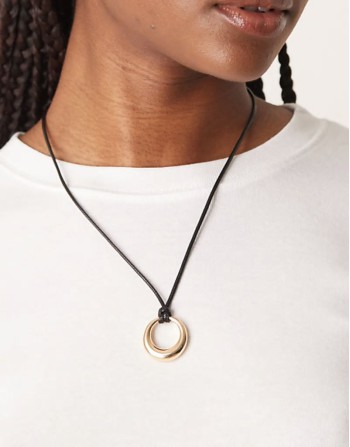 dome pendant cord necklace in gold