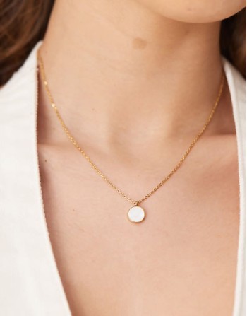 Lost Souls stainless steel 18ct gold plated pearl effect pendant necklace