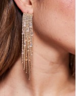 drop earrings in cubic zirconia crystal drench design in gold tone