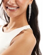 pearl embellished drop earrings in silver