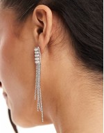 pearl embellished drop earrings in silver