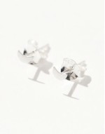 tiny crescent stud earrings in sterling silver