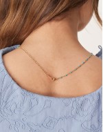 Lost Souls stainless steel 18ct gold plated enamel turquoise beaded choker necklace