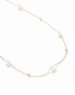 Curve pearl and ball necklace in gold