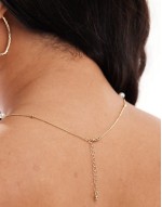 Curve pearl and ball necklace in gold