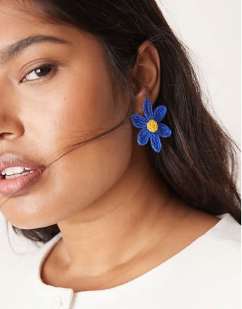 oversized flower earrings in blue