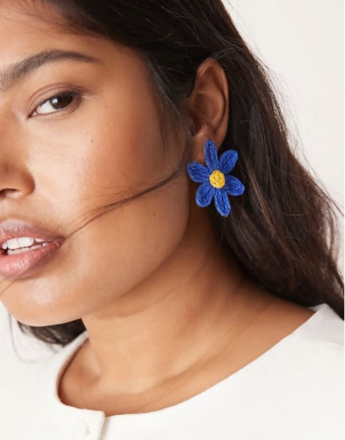 oversized flower earrings in blue