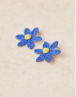 oversized flower earrings in blue