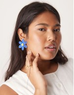 oversized flower earrings in blue