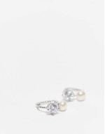 10mm pearl and  gemset huggie hoop earrings  in sterling silver